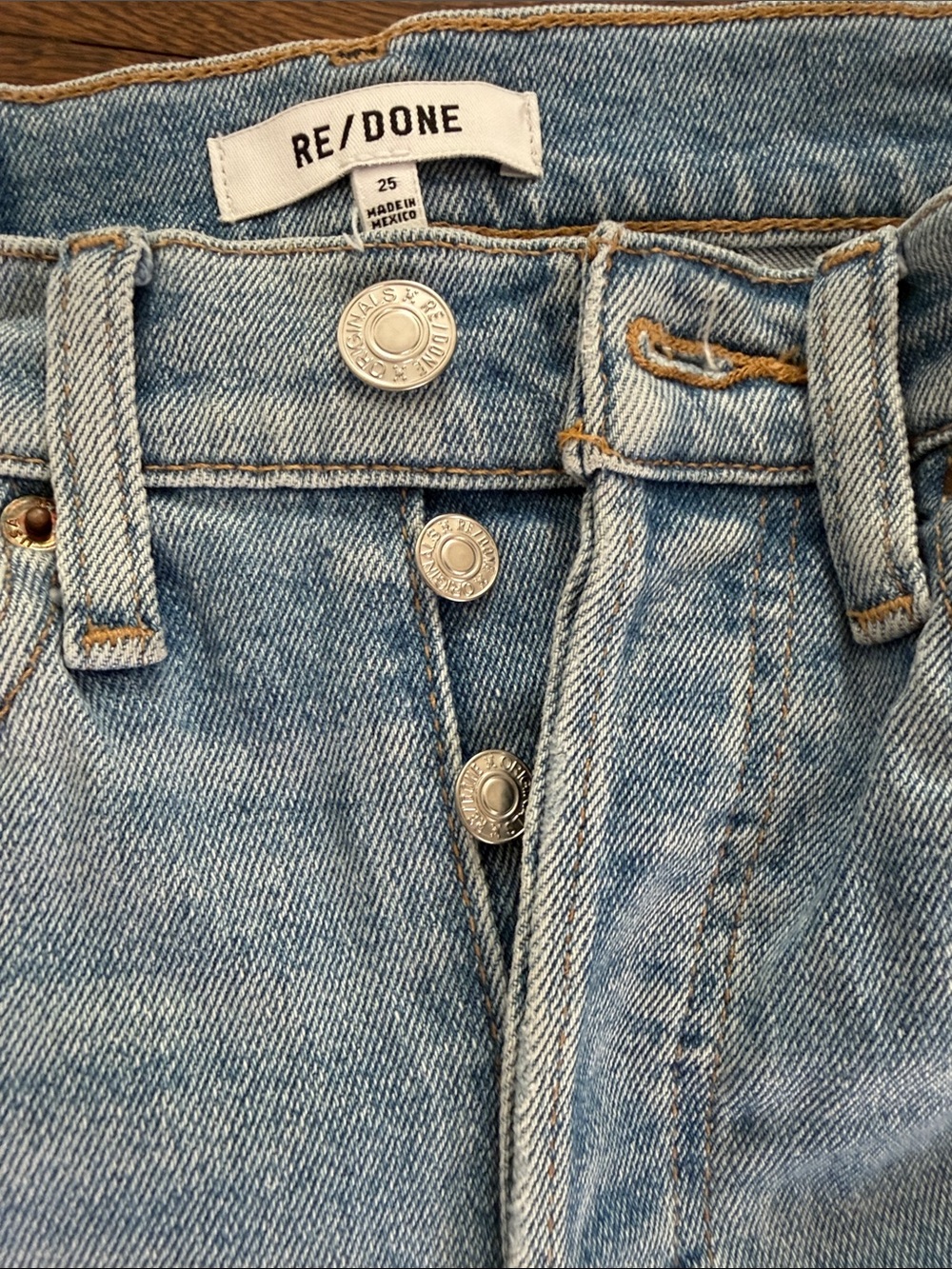 Re/Done Light Blue High-Rise Button-Fly Jeans